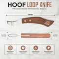 Equine Care Farrier Loop Hoof Knife, J2 Stainless Steel, Wood Handle