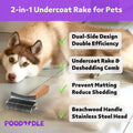 Poodoodle 2 in 1 Undercoat Rake for Dogs and Cats, Professional Grooming Brush Dematting & Shedding Comb to Remove Loose Hair, Matted Fur Efficiently, Perfect for Poodle, Doodle & All Long Haired Pets