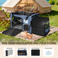 Petskd Side Expandable Extra Large Cat Car Carrier with Collapsible Litter Box for Long Distance Travel,24"x17"x17" Portable Soft Sided Pet Carrier with Roller Shades for 2 Cats Up to 55LBS(Blue)