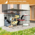 Oneluck 41 Inch Catio Outdoor Cat Enclosure with Super Large Enter Door, Balcony Cat Playpen with Platforms,DIY Outside 