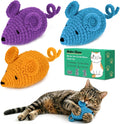 Retro Shaw Catnip Toys Crochet Mice Cat Toys, 3 Pcs Durable Yarn Cat Mouse Toys for Indoor Cats, Stuffed with Natural Catnip & Silvervine Blend, Handmade Interactive Kitten Chew Toy for Teeth Cleaning