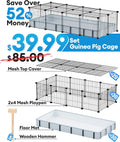 BUCATSTATE Guinea Pig Cages with Floor Mat, 20 Panels Guinea Pigs Playpen with Top Cover, Metal Rabbit Cage Indoor for H
