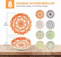 YEAHGO Cat Food Bowls for Indoor Cats Ceramic Cat Bowls Whisker Friendly Cat Dishes for Food and Water 5.5 Inches Kitten Bowls Cute Cat Feeding Bowls Set 8 Cat Wet Food Bowl Set Shallow Cat Plate