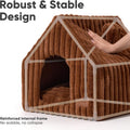 FUKUMARU Cat Bed Cave, Enclosed Washable Covered Dog Bed with Support Frame