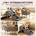 Step Stool Dog Ramp, Foldable 2-in-1 Ottoman Pet Stairs for Couch & Bed