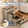 4-Step Wide Dog Stairs with Hidden Storage 23" H, Non-Slip Dog Steps for High Bed Couch Car, Jiont-Friendly Pet Stairs R