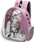 Vivicreate Large Cat Backpack Carrier for Travel and Hiking Transparent Pet Bubble Backpack for Cats up to 20lbs with Ventilation and Padded Straps Mochila para Gatos transportadora mascotas (Pink)