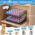 Cat Food Can Organizer, Can Organizer for Pantry, 2-Tier Metal Cat Food Storage Container Holds 56 (3.5oz) Cans，Adjustable Canned Food Organizer and Storage for Counter Kitchen Cabinet (Black, 2 Tier)