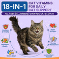 Taurine for Cats Vitamins Treats, 18 in 1 Cat Multivitamins Treats 500 Crunchy & Krill Chews Cat Vitamins with Taurine Supplements for Heart Vision Immune Digestion Skin & Coat Support for All Ages