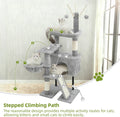 Gitelsnour Cat Tree for Indoor Cats, Cat Tower with Scratching Post for Small Cats and Kittens, Cat House with Removable Top Platform and Fluffy Balls, Hanging Cat Basket, Light Gray GCT006SW