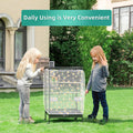 DECKALY Bird Cage Seed Catcher, Seed Catcher Guard Net Cover, Parrot Nylon Mesh Net Cover, Universal Soft Airy Cage Net Stretchy Skirt for Round Square Cages (Daisy-White, 15.7" x87")