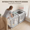 2-in-1 Cat Playpen Indoor Enclosure with Litter Areas 47"x24"x24"