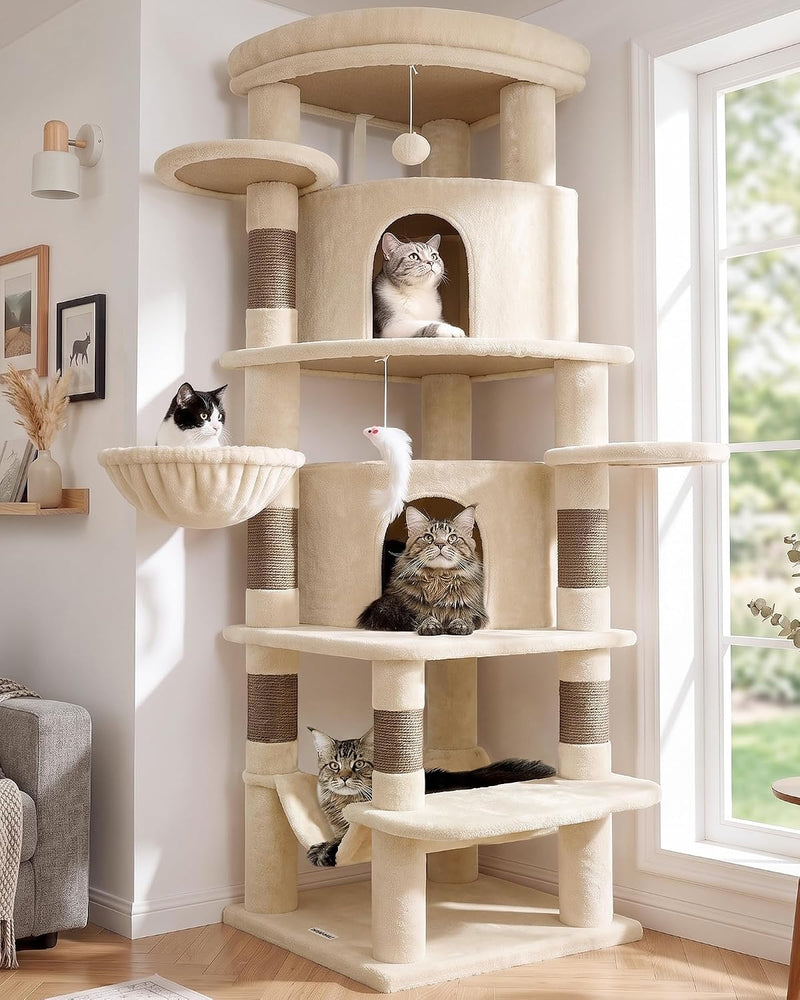 Globlazer 66inch Corner Cat Tree Tower for Indoor Large Cats, C66