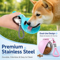 2 in 1 Portable Dog Water Bottle for Dogs,10oz Stainless Steel Portable Dog Water Bottle with Foldable Silicone Bowl, Le