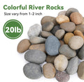Pulovin 20 lbs River Rocks for Landscaping, 1"-2" Decorative Garden Stones for Plants, Flower Pots, Vase, Walkways, Yard