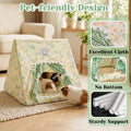 Jenvd Guinea Pig Hideout Large with Curtain, Machine Washable Bunny Hideout
