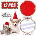 Frienda 12 Pcs Christmas Dog Santa Hat Soft Plush Pet Cat,Solid Pattern