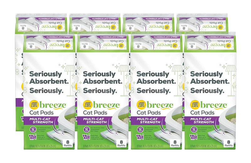 Purina Tidy Cats Cat Litter Accessories, Breeze Pads Refill Pack Multi Cat Litter 8 Count Bag 8 Count (Pack of 8)