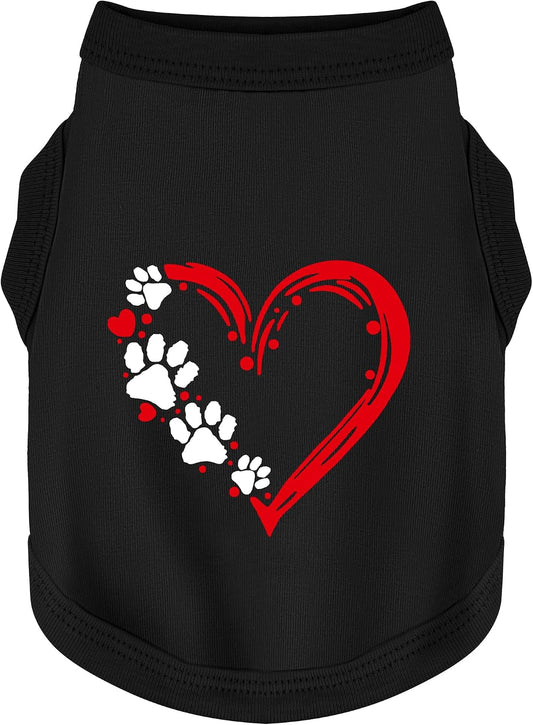 Discover Cozy Sleeveless Canine Wear: Soft, Lightweight, and Breathable Cotton Dog Shirt Featuring Heart and Paw Graphic