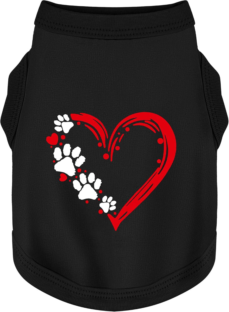 Discover Cozy Sleeveless Canine Wear: Soft, Lightweight, and Breathable Cotton Dog Shirt Featuring Heart and Paw Graphic