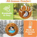 BNOSDM Rattan Bird Nest Parrot Nesting House Parakeet Nesting Soft Lovebird Warm Bed Sleeping for Parrots Bird Cage Accessories for Cockatiels Budgerigars Finches Canaries (Single-Hole Style)