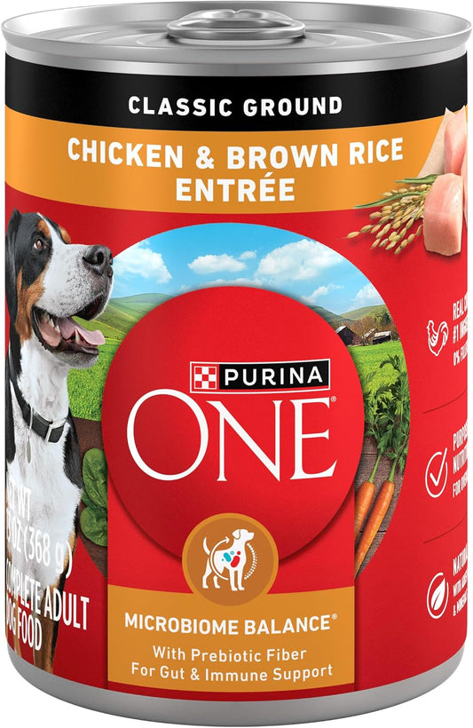 Purina ONE Classic Ground Chicken and Brown Rice Entree Adult Wet Dog Food - (Pack of 12) 13 oz. Cans