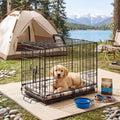 Sweetcrispy 24 Inch Single Door Dog Crate, Metal Pet Kennel with Secure Lock, Foldable Design, Removable Tray for Easy Cleaning, Portable Puppy Cage for Small Dogs, Ideal for Training & Travel