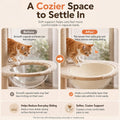 BonHautier Cotton Rope Cat Bed Mat for Space Capsule, 13.8" Breathable Round Nest Liner, All-Season Warm & Cooling Pet Pad, Washable Scratch-Resistant Bedding for Cat Tree & Clear Bowl (Off White)
