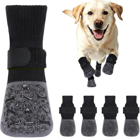 PETLOFT Non-Slip Dog Socks, Prevent Licking, Slipping, and Scratching, Enhance Traction, Suitable for Medium to Large Do