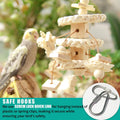 Vildroohowl Natural Bird Toys for Quaker Parrot, Lovebird, Parakeet, Cockatiel & Conure – for Chewing, Shredding & Foraging, Corn Husk, Wood & Vine with Leather Cord for Small & Medium Birds