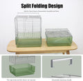 YOOSO WING 304 Stainless Steel Travel Bird Cage, 17 Inch Foldable Carrier for Conures Cockatiels Grey Parrots Caiques, with Aluminum Handle Perch (Green, Large Birdcage)