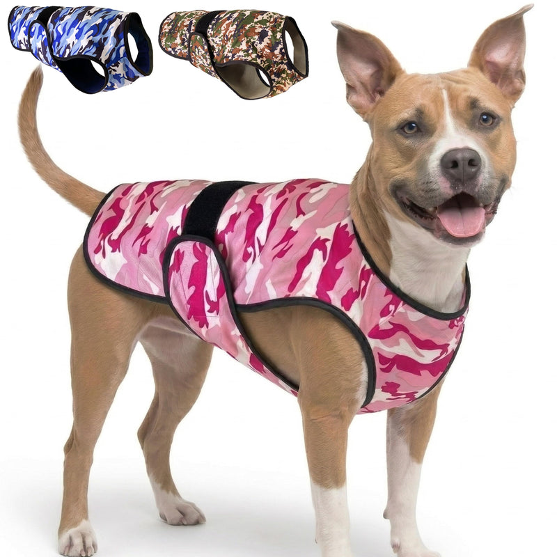 LUCOLOVE Dog Cooling Vest - 2-Layer Cooling with Soft Microfiber Fabric - Lightweight, Adjustable and Comfortable - UV Protection for Small to Large Dogs - Relief in Hot Weather (Pink, Large)