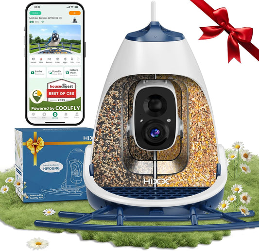 Smart Bird Feeder with Camera Solar Powered, Built-in 2K HD Camera