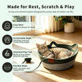 Cotton Rope Cat Basket Bed with Cat Ear Handles, Woven Cat Bed Pet Sleeping Bed Cat Nest with Removable Cushion, Scratch