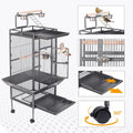 HSM 62 Inch Wrought Iron Large Bird Flight Cage with Rolling Stand for African Grey Parrot Cockatiel Sun Parakeet Conure Lovebird Canary…