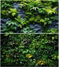 2 Packs Rock Wall Reptile Tank Background Lush Green Tropical Leaves Aquarium Background Nature's Embrace Tropical Green