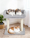KinoTail Cat Tree with Scratching Post, 19"×15.8" Large Top Perch Bed, Small Cat Tower for Indoor Cats, Dual Natural Sisal Posts, Space-Saving Cat Furniture (Light Gray)