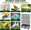 VISCOO Upgraded Encrypted 46-Inch Bird Cage, with Wooden Perches, Metal Parakeet Cage with Slide-Out Tray, Water Bottle&Feeder, Bird Cages for Parrot,Parakeets,Cockatiel,Lovebird,Small Mid-Sized Birds