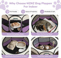 MZNZ Dog Cat Playpen, Portable Small Animal Playpen Crate Indoor for Dogs Cats Rabbits, Foldable Guinea Pigs Bunny Cage Enclosure Outdoor, Pop Up Dogs Cats Tent Kennel with Carrying Case, Purple