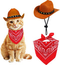 Pet Cowboy Costume, Cat Dog Halloween Costumes Halloween Pet Cat Dog Cowboy Hat with Bandana Scarf for Cats Small Dogs P