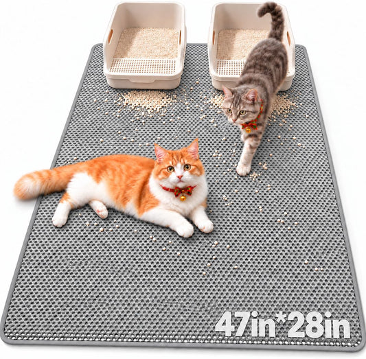 GRELY Cat Litter Mat,XL47''X 28'' Extra Large Litter Trapping Mat Kitty Rug