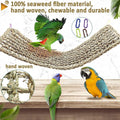 Bird Seagrass Mat 30" × 7" Parrot Natural Grass Woven Net Hammock Parakeet Climbing Rope Ladder Mat Chew Toys Cage Accessories for Pigeon Macaw Cockatiel Conure Budgie Cockatoo Rat Bearded Dragon