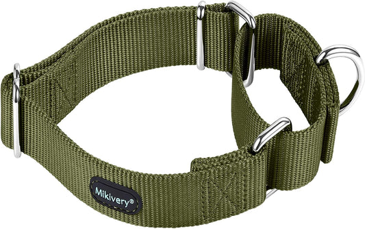 Mikivery Martingale Dog Collar Nylon Adjustable and Safety Training Colourful Comfortable Metal Buckle Pet Collars for S