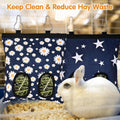 Upgraded Rabbits Hay Feeder Bag for Bunny, Guinea Pigs, Chinchillas - Hanging Washable 2-Hole Hay Dispenser with 600D Ox