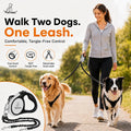 Dual Retractable Dog Leash – 16 FT Tangle-Free Leash for 2 Dogs, Detachable for Single Use, One-Button Brake & Lock, Up 