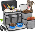 Abrimelodi 6 Set Dog Travel Bag, Large Pet Travel Kit for Supplies Includes 2 Food Containers, 1 Pet Organizer for Dogs, 2 Collapsible Bowls, 1 Treat Pouch, Dog Weekend Overnight Bag Luggage