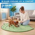 PetAmi Dog Cooling Mat, Leaf Shape, Pet Pad with Cooling Nylon & Soft Fleece, Q-Max > 0.4 Reversible All Season Blanket for Dogs & Cats, Small 32x39 in, Sage Green