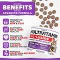 Cat Multivitamin Chews - Cat Vitamins and Supplements - Taurine & Lysine for Cats - Omega-3, Glucosamine, Cranberry - Skin & Coat, Hip & Joint Support - Immune Health, Skin, Heart, Digestion