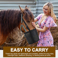 2 Pcs Horse Feed Bag, Heavy Duty Mesh Feeder with Adjustable Strap, Black