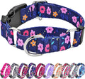 Martingale Dog Collar with Buckle,Adjustable Soft Nylon with Pattern,M